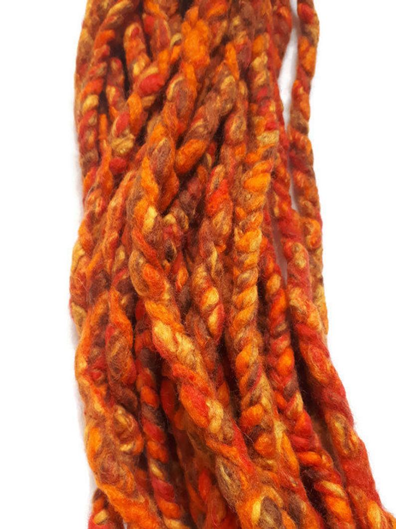 Wool dreadlocks orange fire silk blended wrapped custom wool dreads- Double Ended Roving art hair extensions Kit