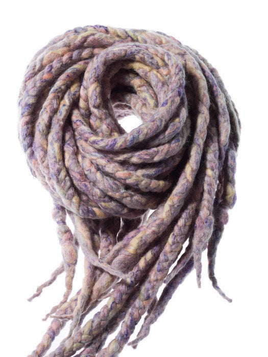 Wool dreadlocks blonde and rainbow pastel blended wrapped custom wool dreads- Double Ended Roving art hair extensions Kit